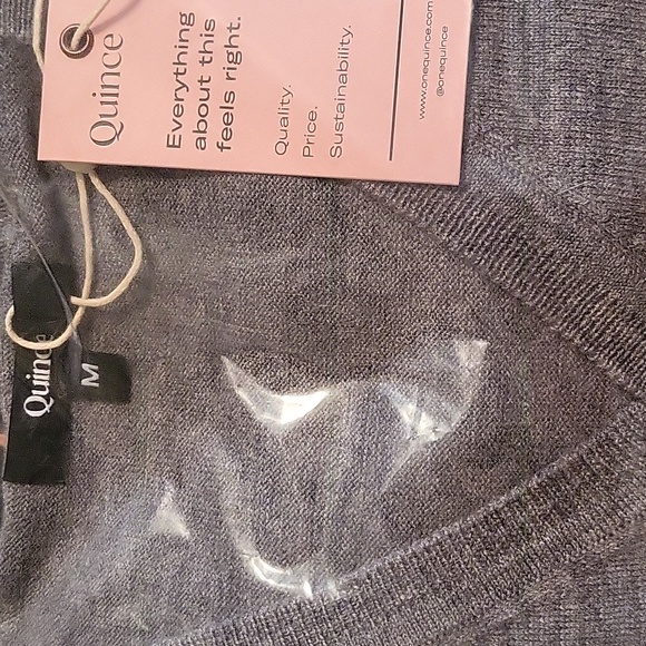 Quince Merino Wool V-Neck Sweater Long Sleeve Gray - SIZE M - Picture 6 of 6